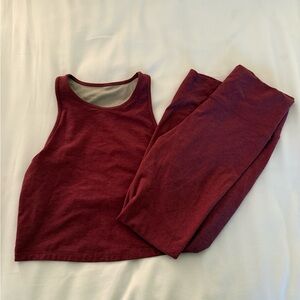 Vuori Burgundy Leggings and Tank Set